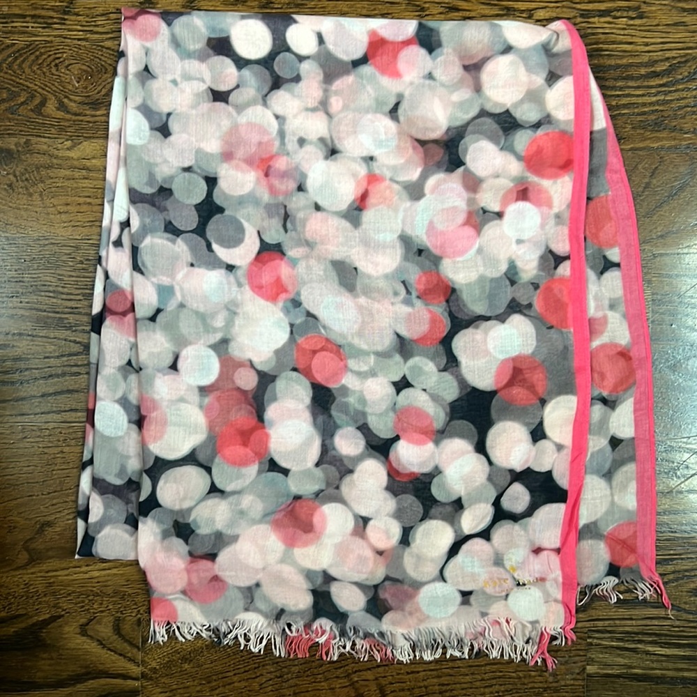 Kate Spade Pink and Black Floral Scarf